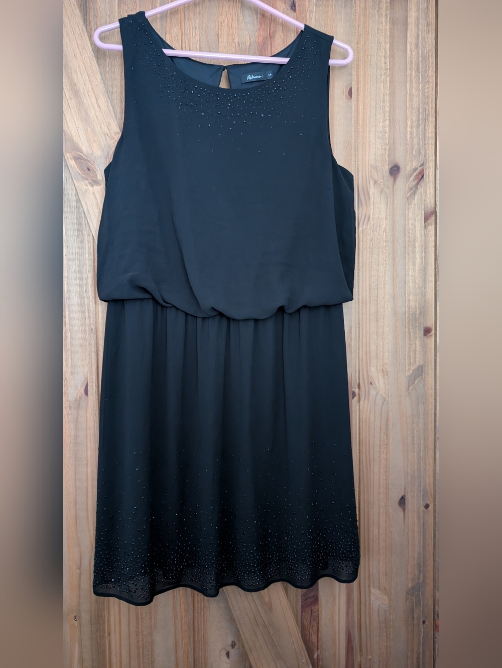 Black Sleeveless Blouson Dress with Subtle Beading